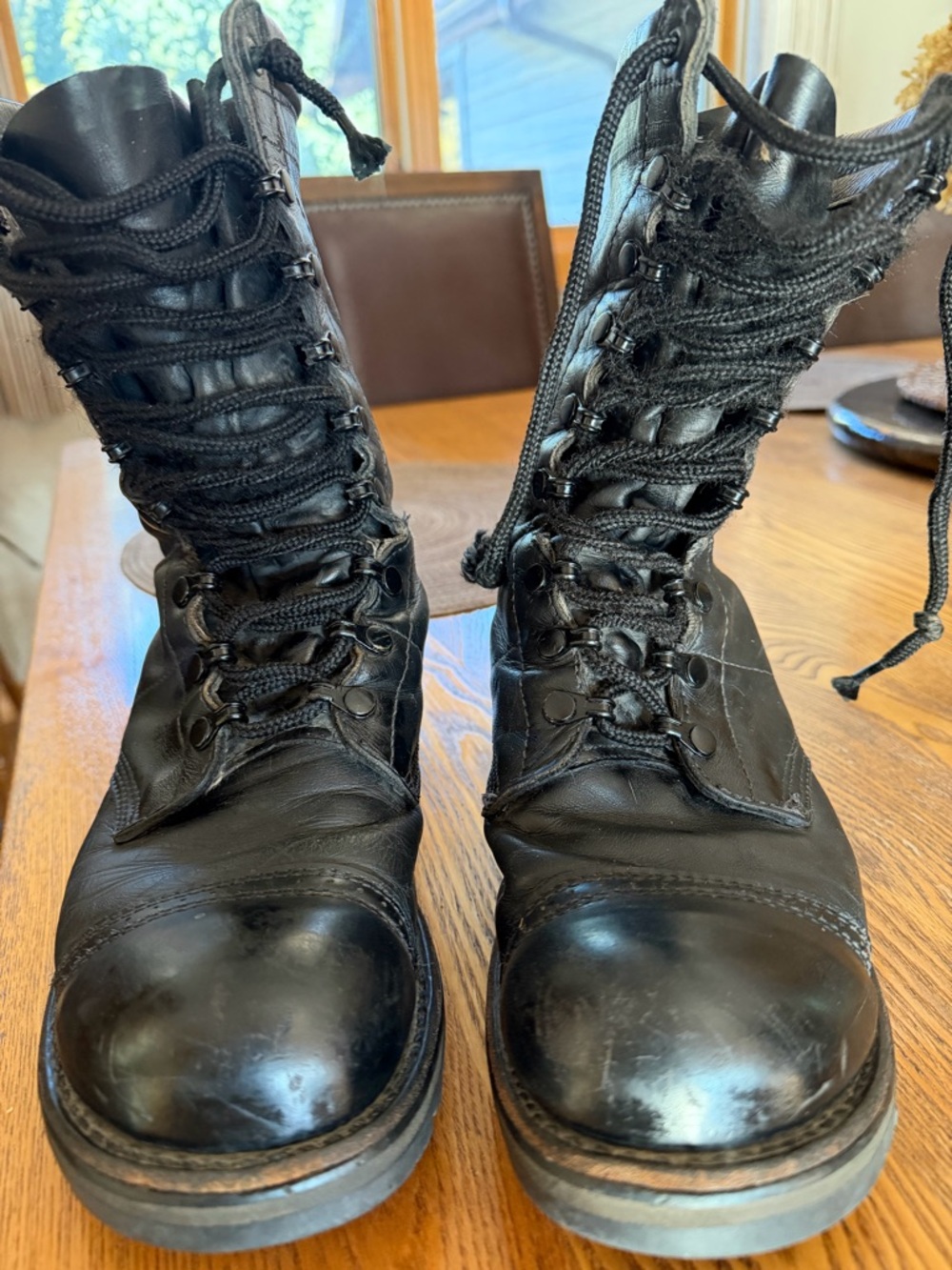Black Men's Leather Lace-Up Jump Boots